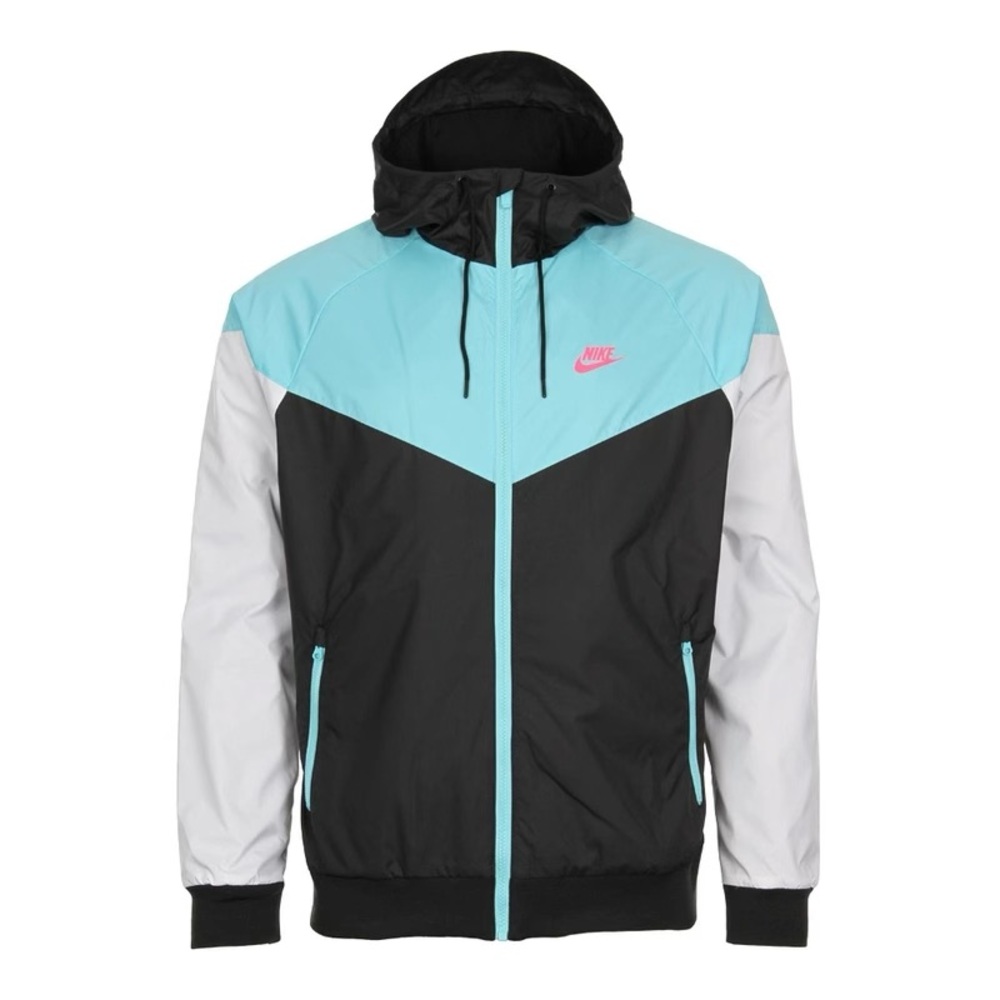 Nike Men's Black, Light Blue, and White Windbreaker